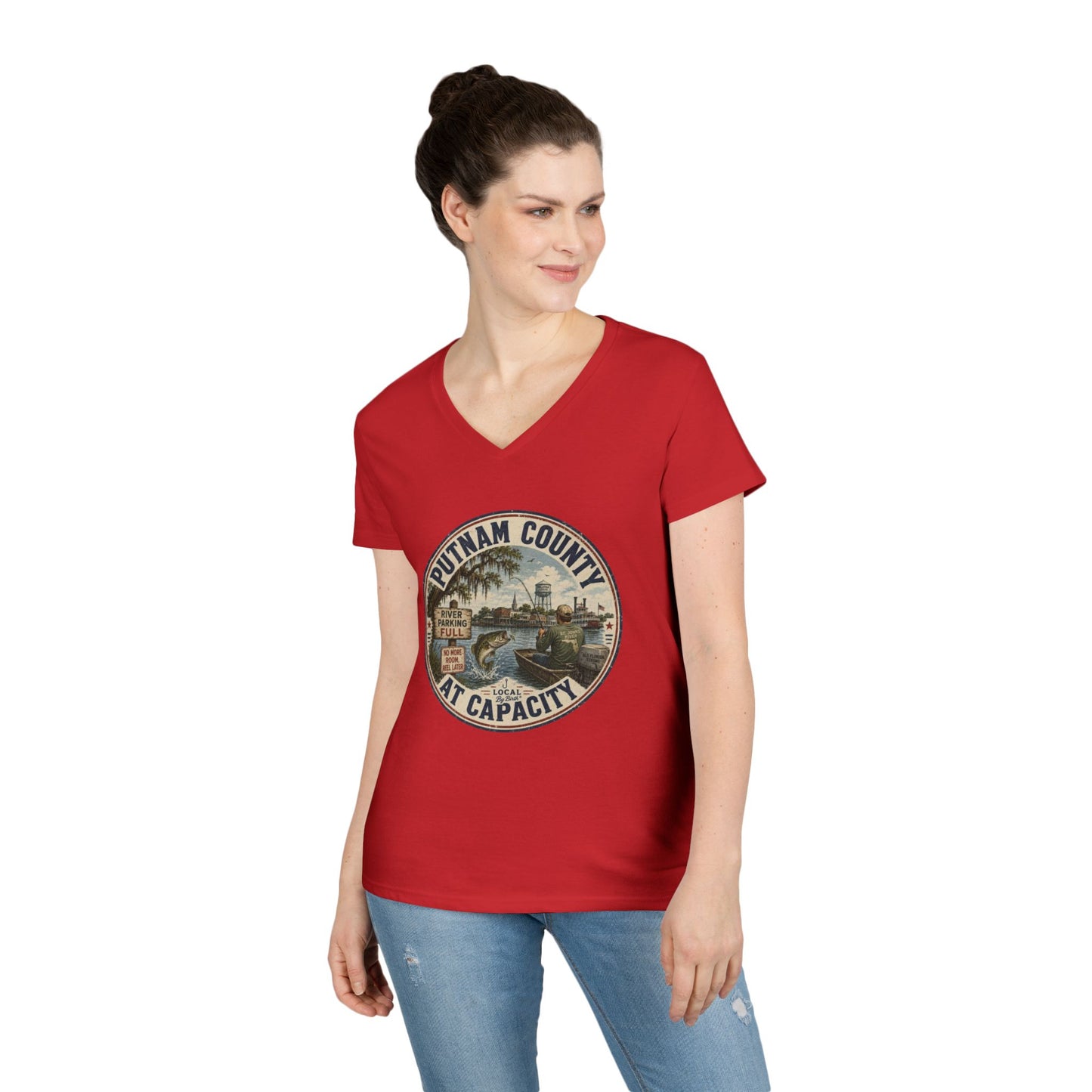 Putnam County At Capacity Ladies V Neck T-Shirt