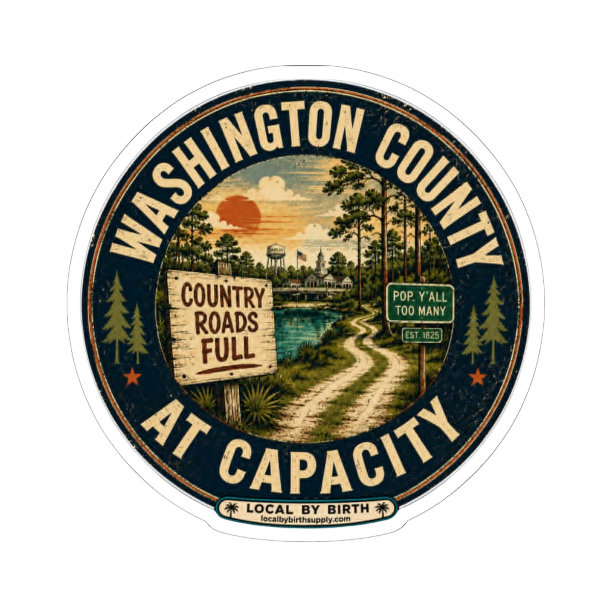 Washington County Sticker — 'Country Roads Full' Retro Travel Decal
