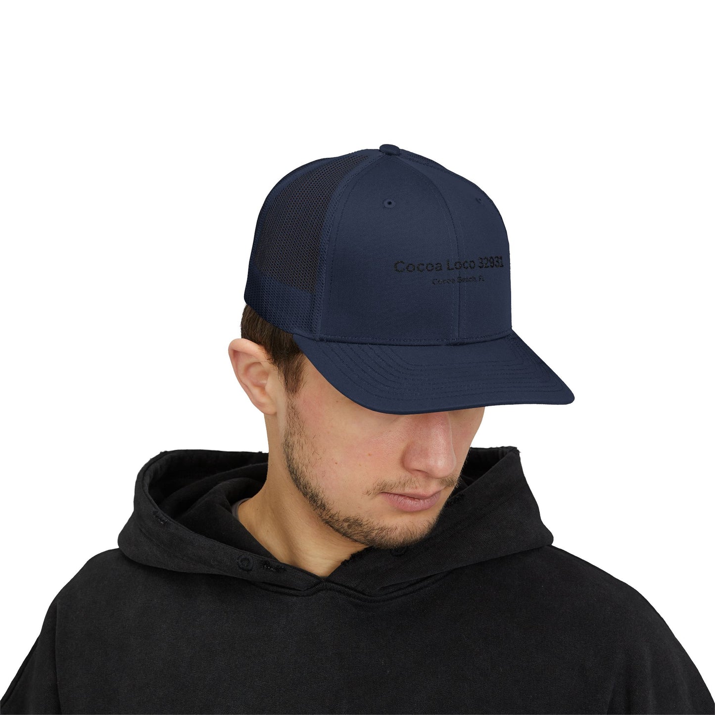 Cocoa Loco 32931 Trucker Cap – Vintage Cocoa Beach Coordinates Snapback