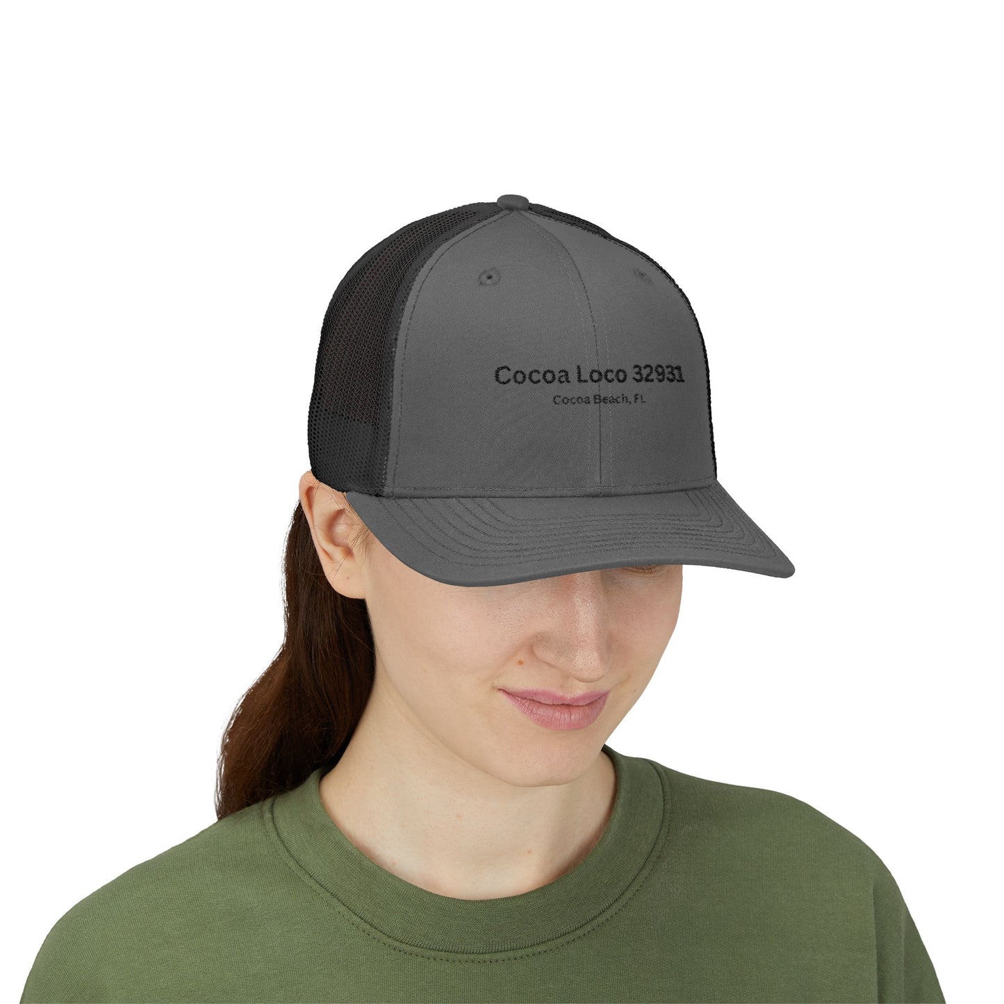 Cocoa Loco 32931 Trucker Cap – Vintage Cocoa Beach Coordinates Snapback