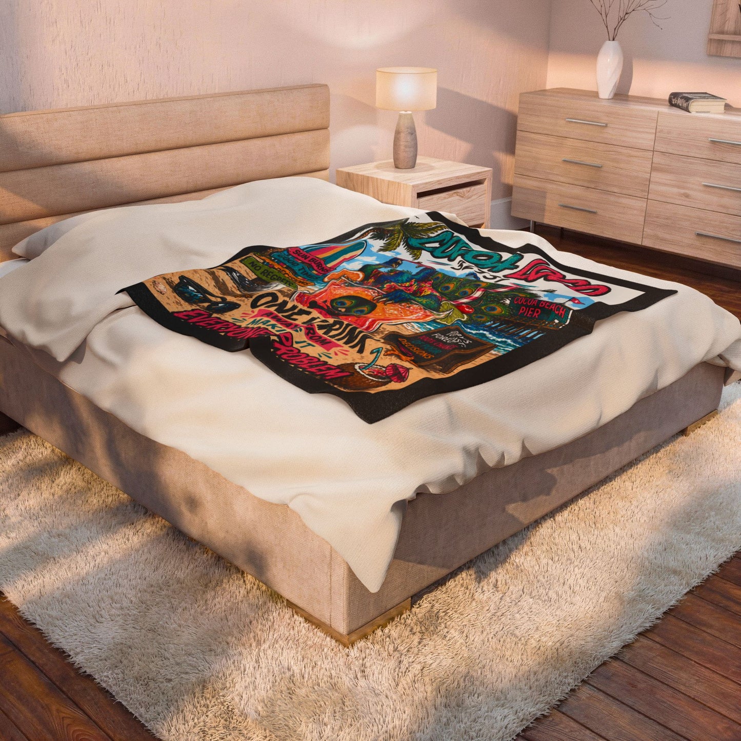 Velveteen Plush Blanket — Cocoa Loco 32931 Velveteen Plush Blanket —  Cocktail Design ("One Drink Away From Making It Everyone's Problem")