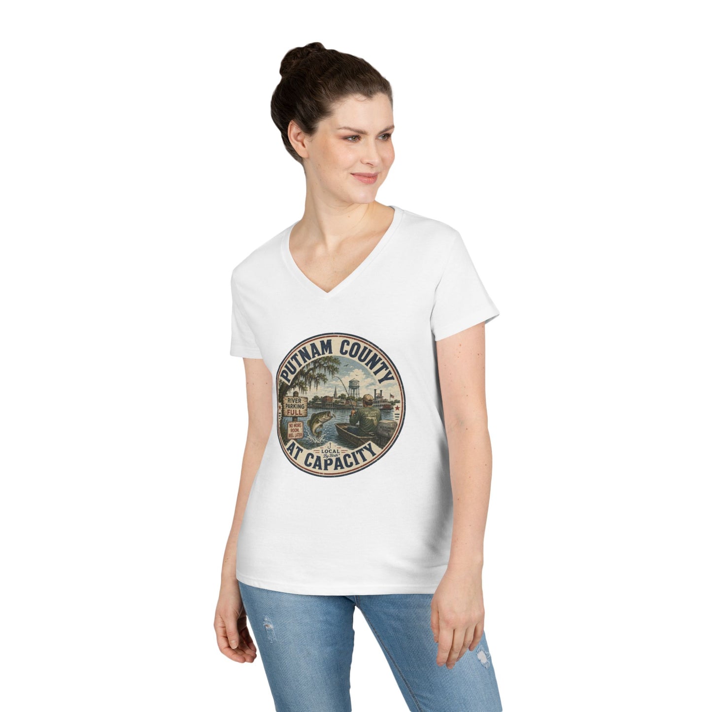 Putnam County At Capacity Ladies V Neck T-Shirt