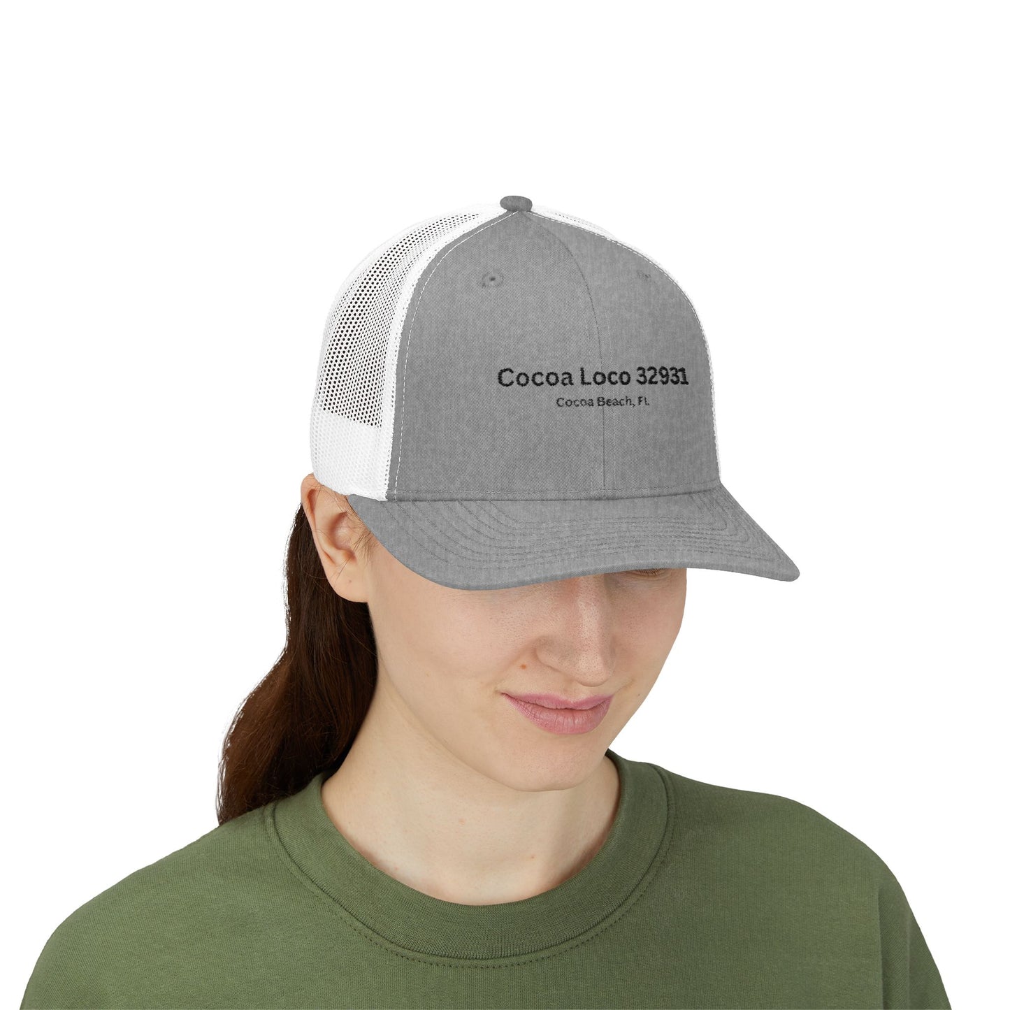 Cocoa Loco 32931 Trucker Cap – Vintage Cocoa Beach Coordinates Snapback