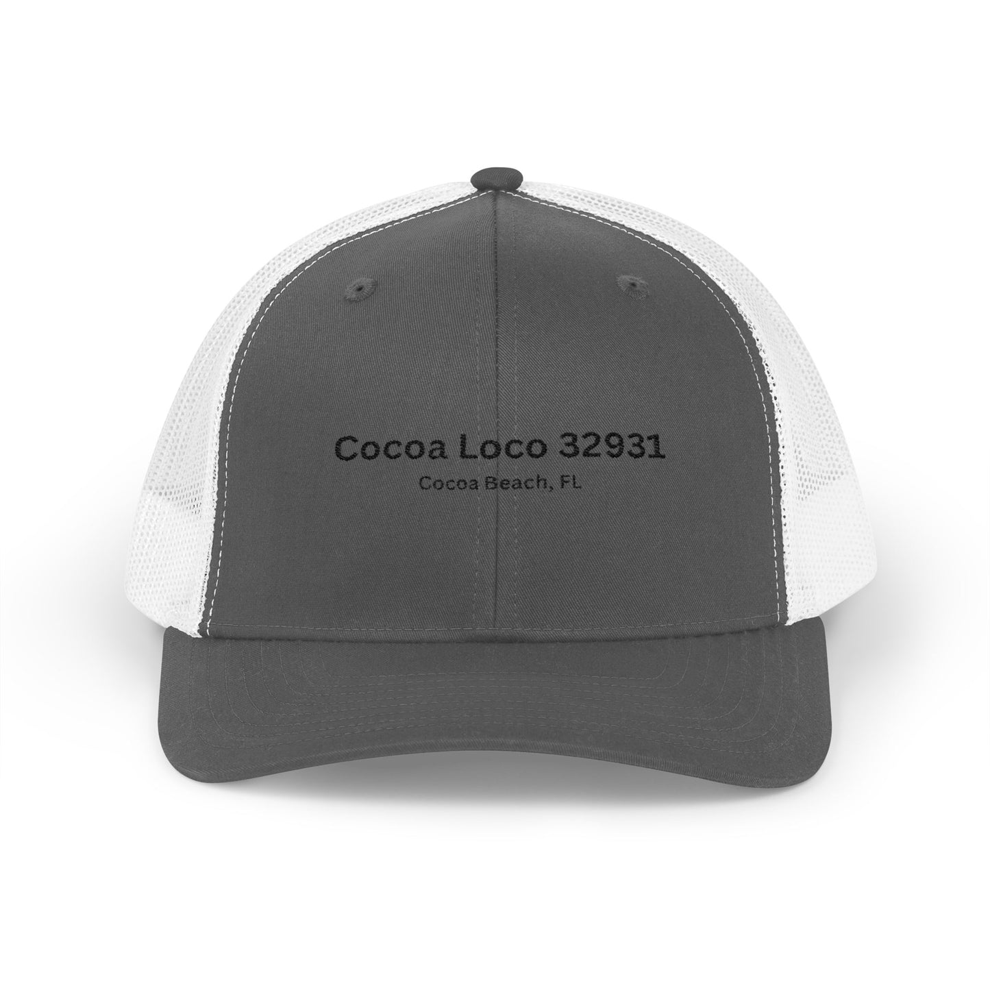 Cocoa Loco 32931 Trucker Cap – Vintage Cocoa Beach Coordinates Snapback