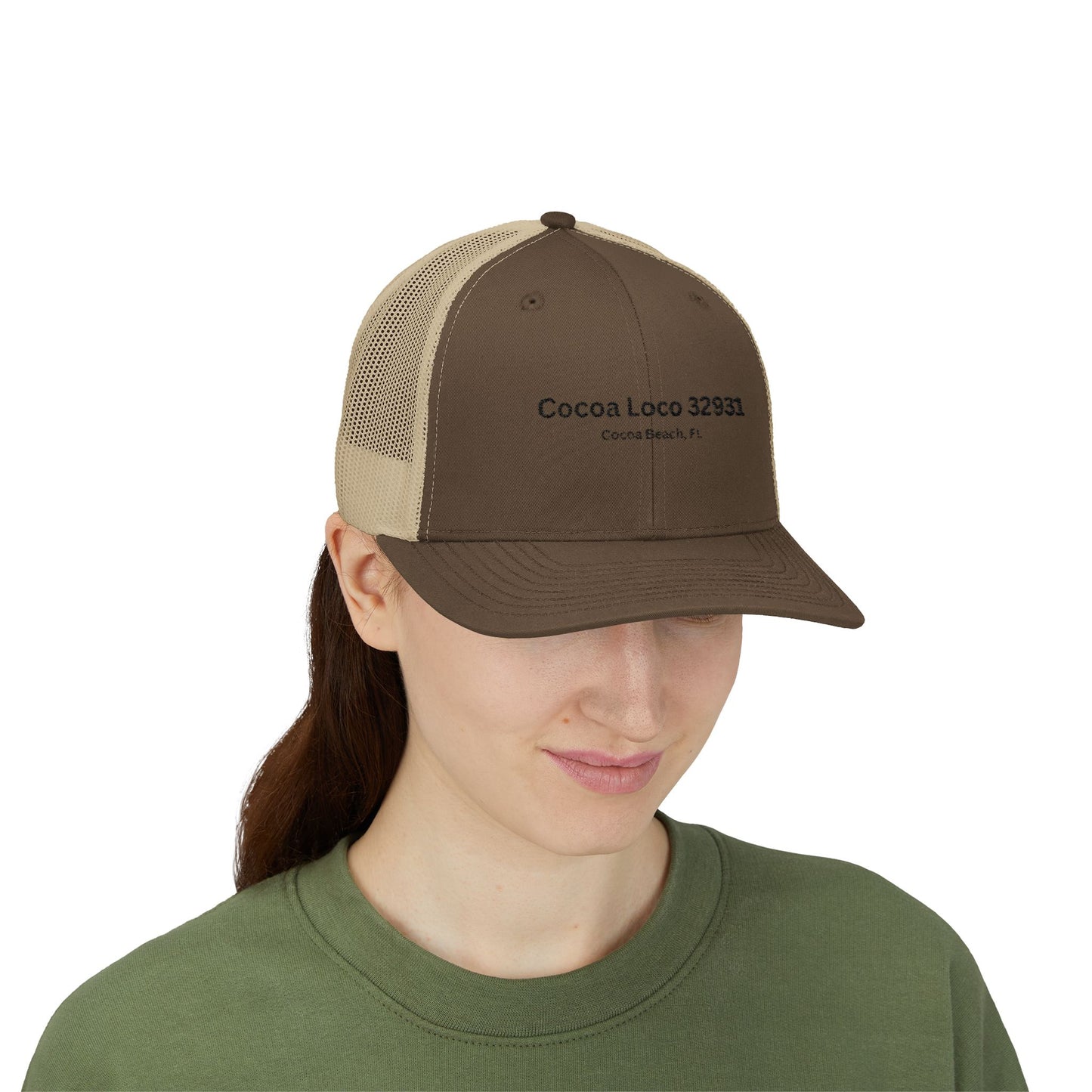 Cocoa Loco 32931 Trucker Cap – Vintage Cocoa Beach Coordinates Snapback
