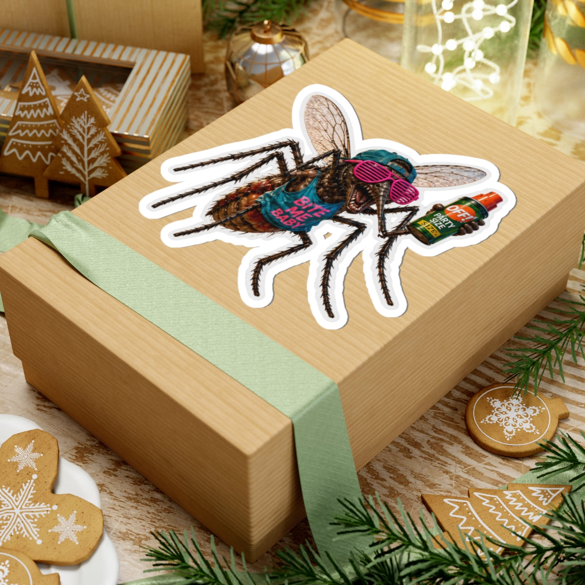 Party Mosquito Sticker — 'Bite Me Baby'