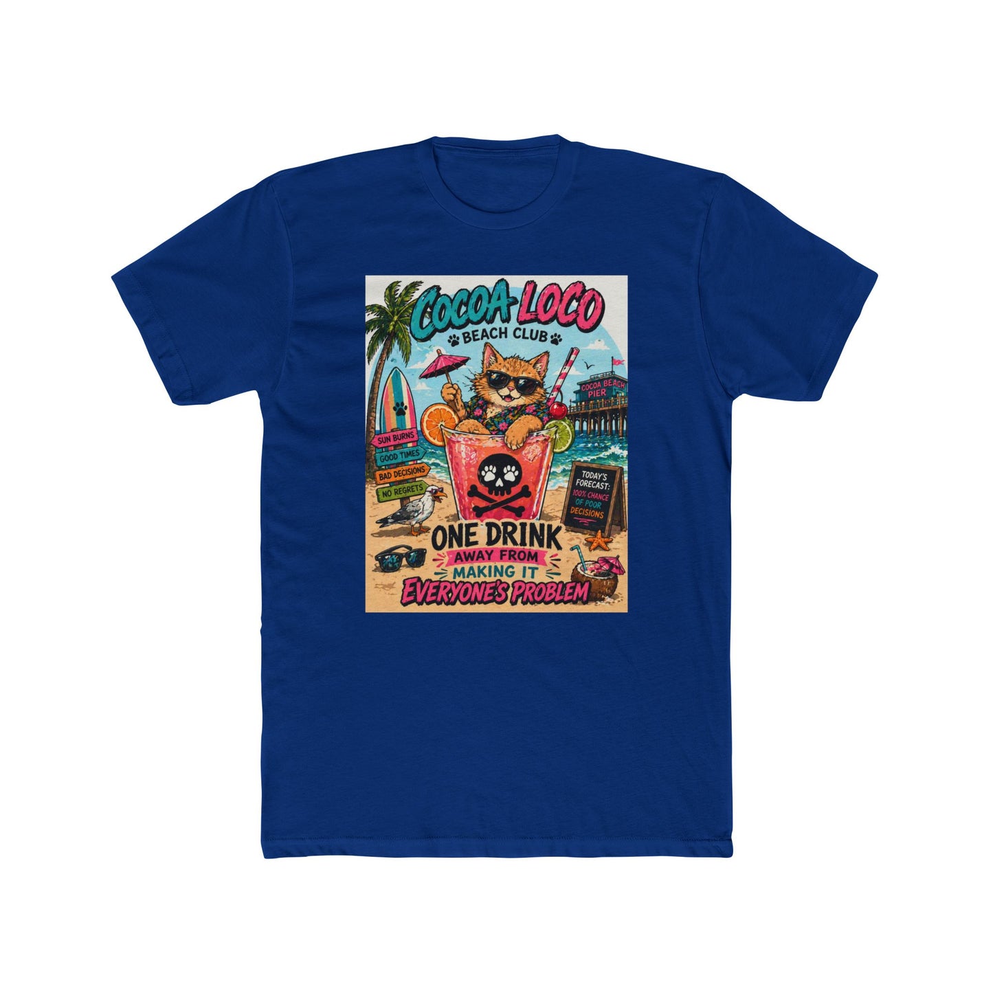 Cocoa Loco Beach Club T‑Shirt — Retro Cat Cocktail Graphic Tee