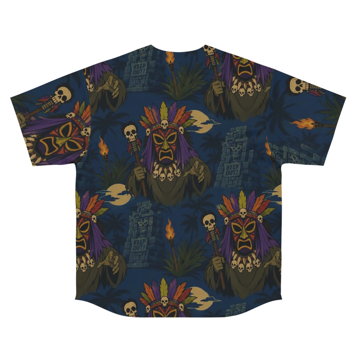 Tiki Mask Baseball Jersey — Tribal All-Over Print