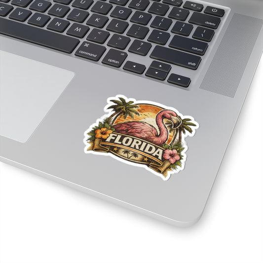 Florida Flamingo Sticker — Tropical Sunset Resort Decal