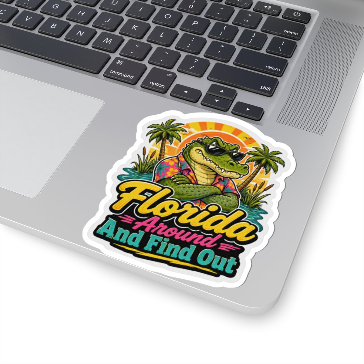 Florida Around And Find Out Sticker — Retro Alligator Tropical Kiss-Cut Sticker