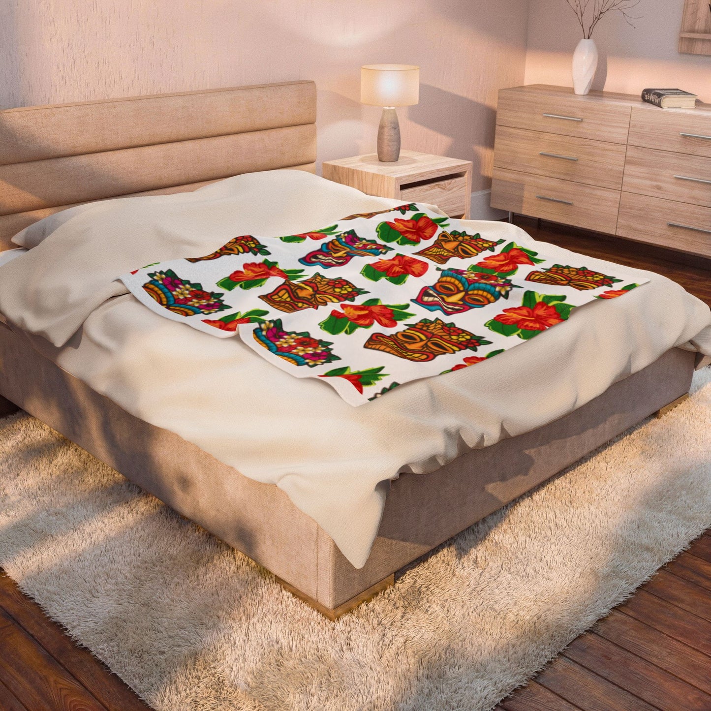 Tiki Mask Velveteen Plush Blanket —  Cozy Throw