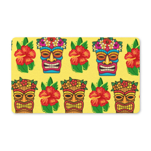 Tiki Floral Doormat — Bright Hawaiian Polyester Welcome Mat