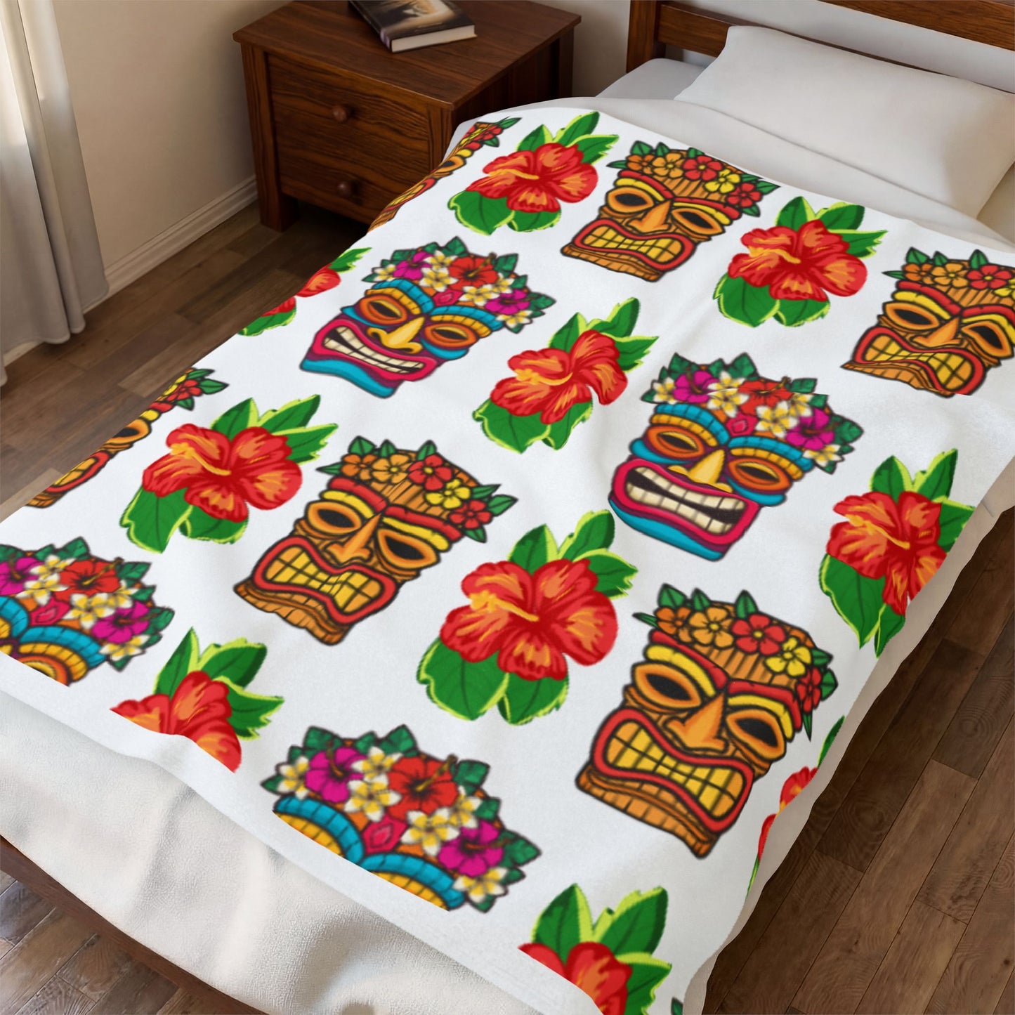 Tiki Mask Velveteen Plush Blanket —  Cozy Throw