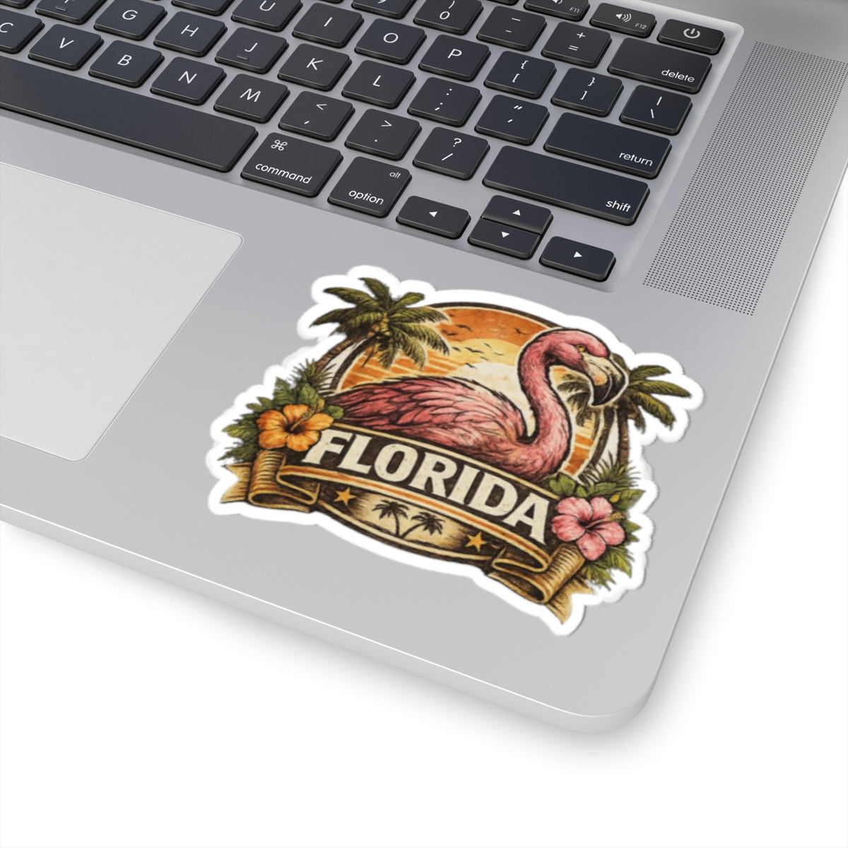Florida Flamingo Sticker — Tropical Sunset Resort Decal