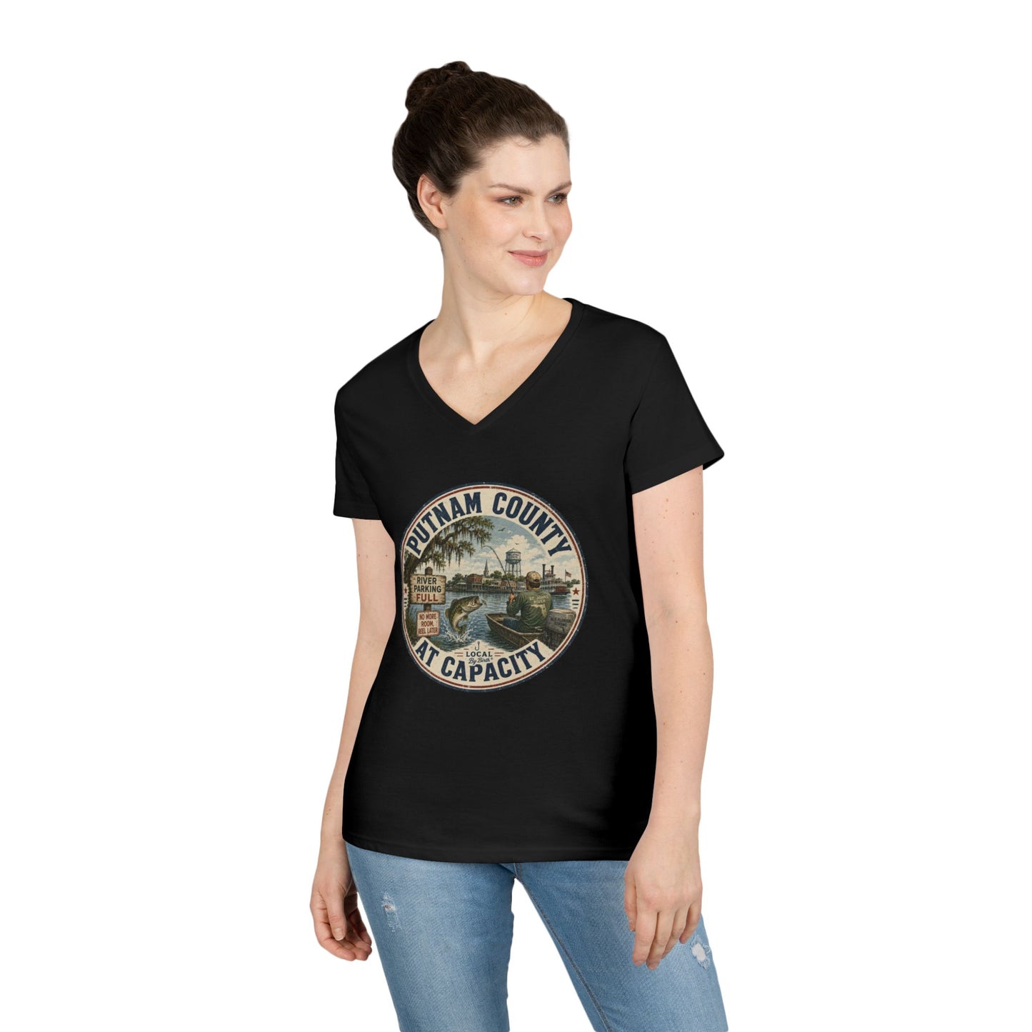 Putnam County At Capacity Ladies V Neck T-Shirt