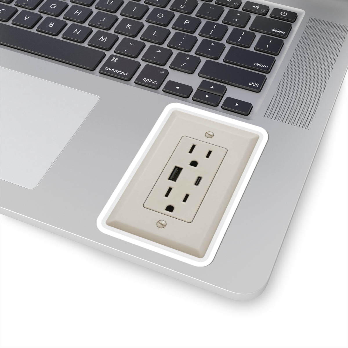 USB wall outlet prank sticker