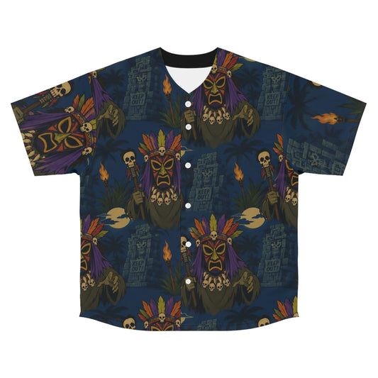 Tiki Mask Baseball Jersey — Tribal All-Over Print
