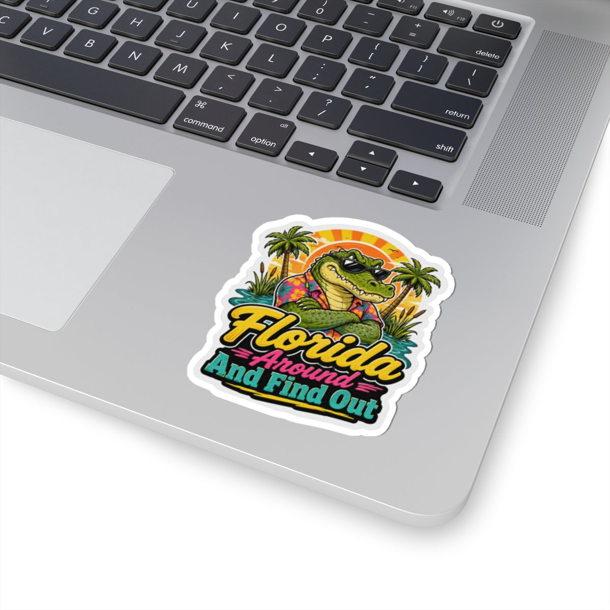 Florida Around And Find Out Sticker — Retro Alligator Tropical Kiss-Cut Sticker