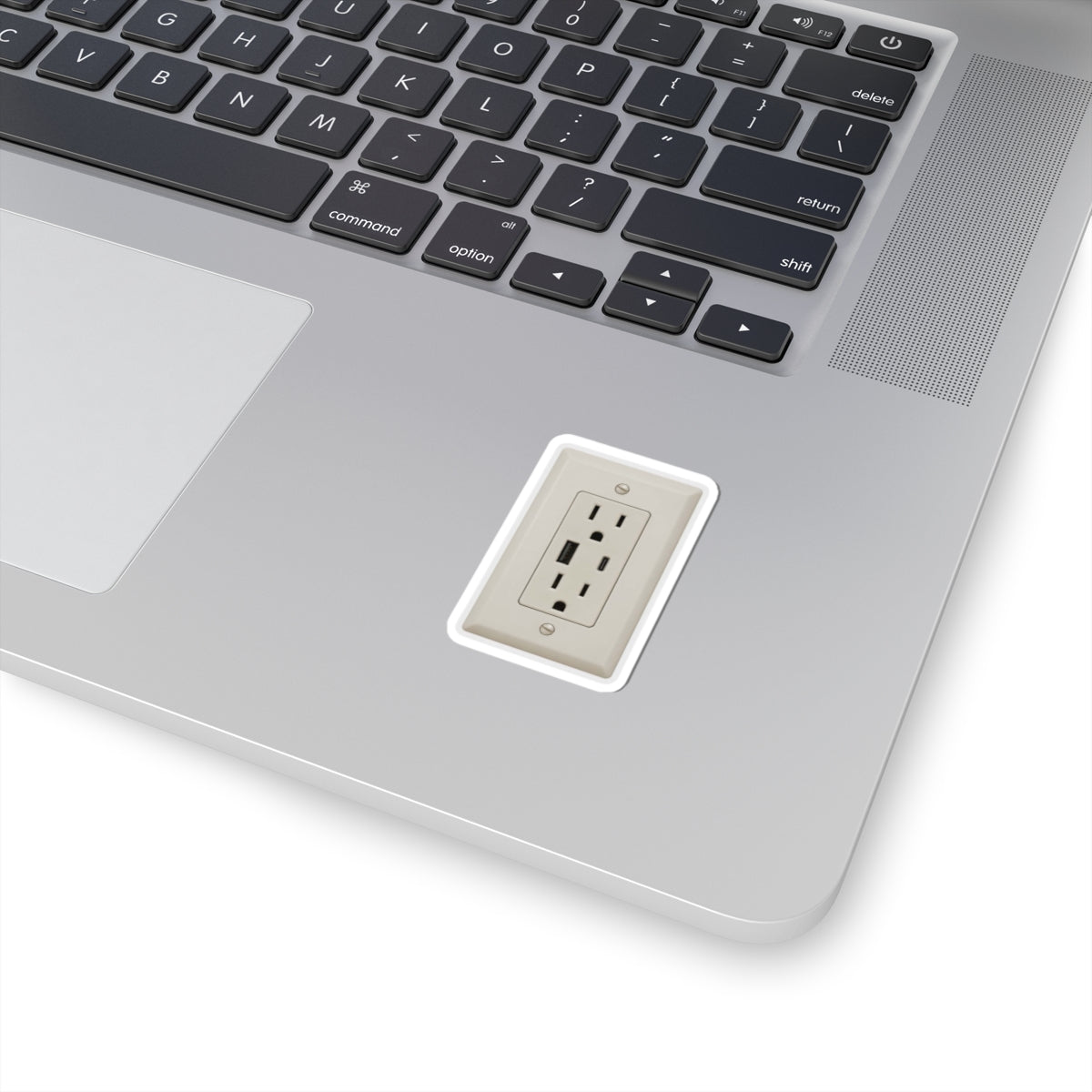 USB wall outlet prank sticker