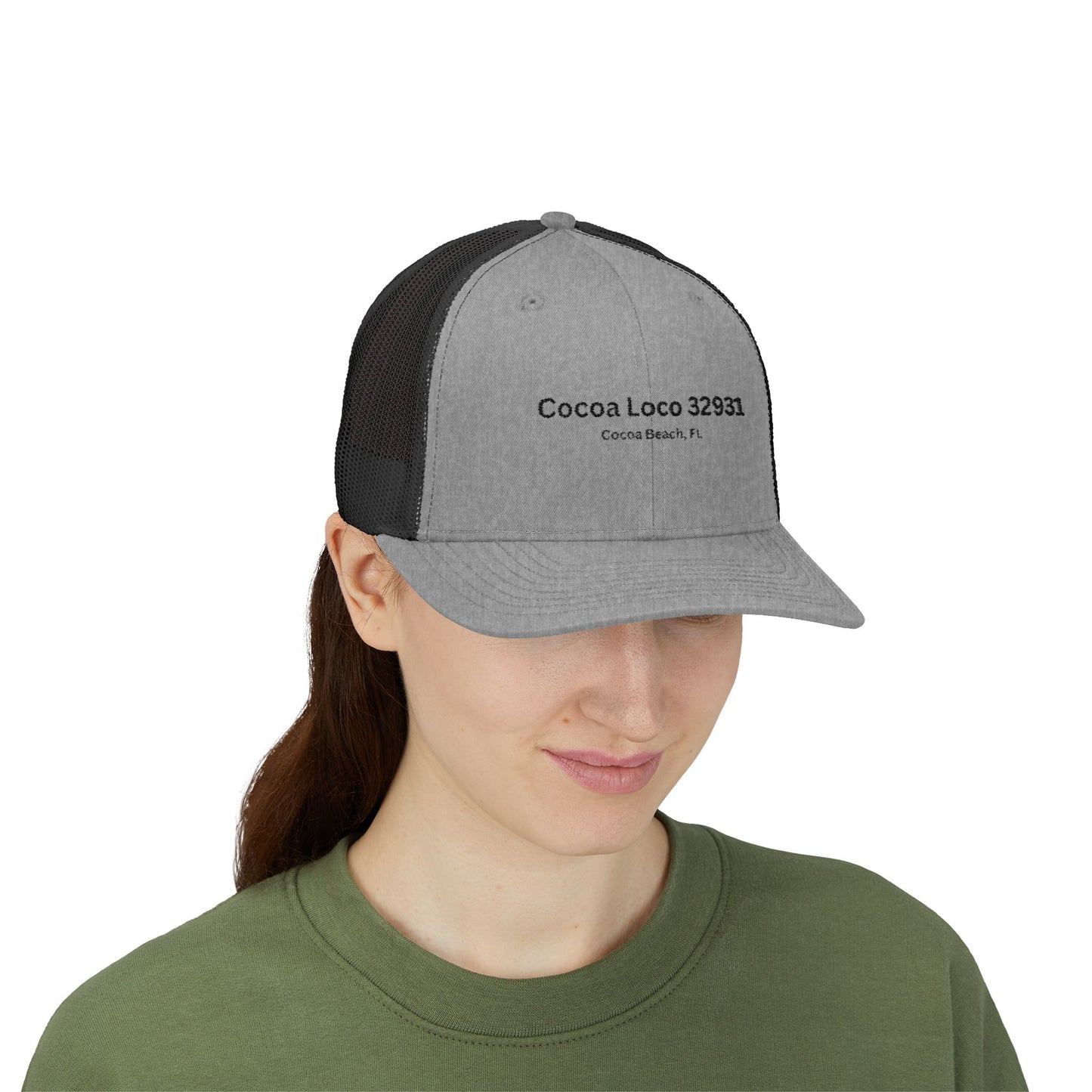 Cocoa Loco 32931 Trucker Cap – Vintage Cocoa Beach Coordinates Snapback