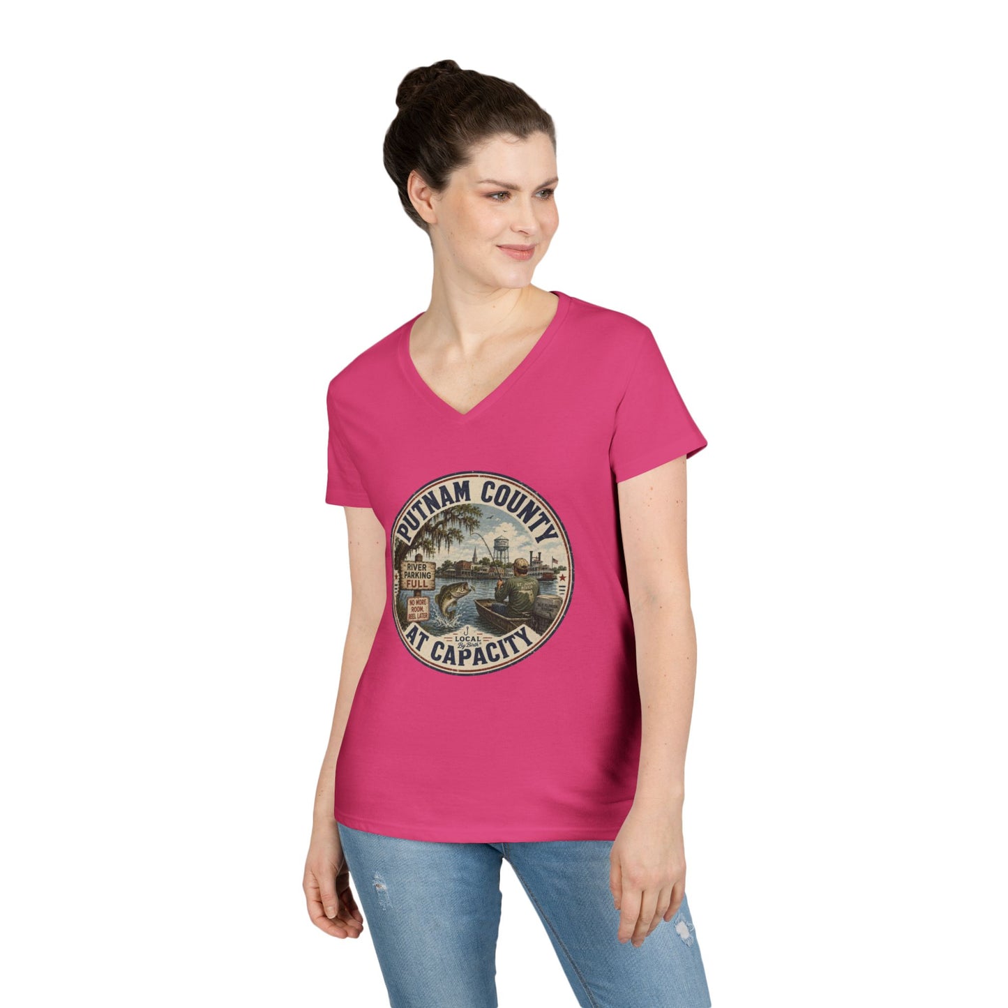 Putnam County At Capacity Ladies V Neck T-Shirt