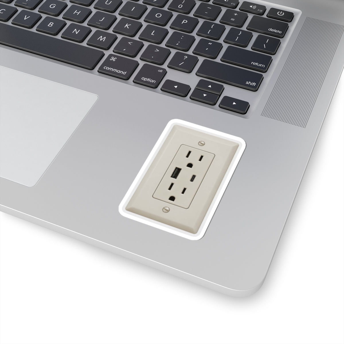 USB wall outlet prank sticker