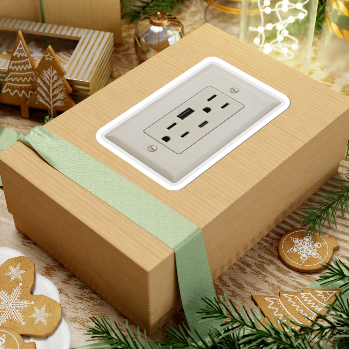 USB wall outlet prank sticker