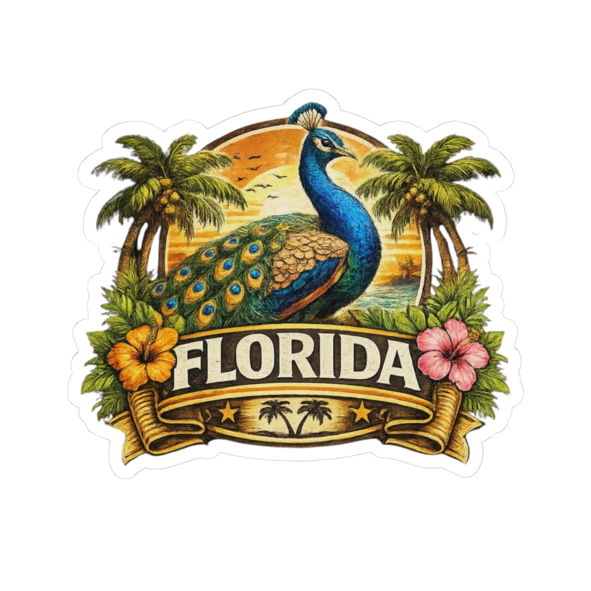 Florida Peacock Vinyl Sticker – Colorful Tropical Decal | Local Pride Merch