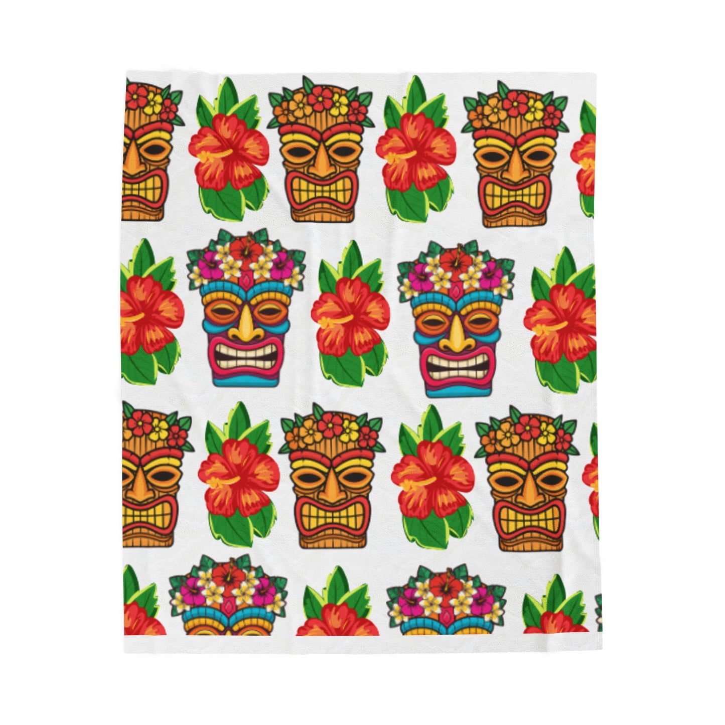 Tiki Mask Velveteen Plush Blanket —  Cozy Throw