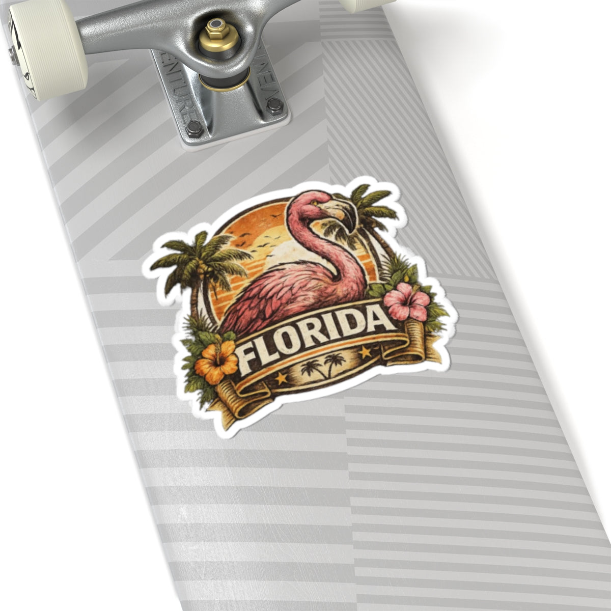 Florida Flamingo Sticker — Tropical Sunset Resort Decal