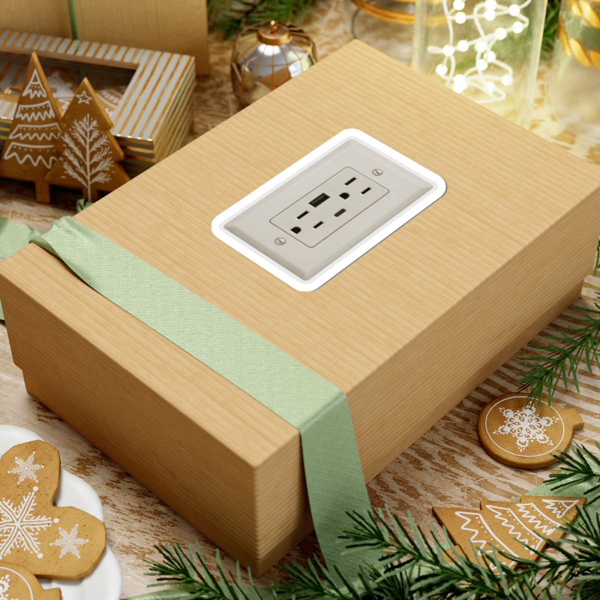 USB wall outlet prank sticker