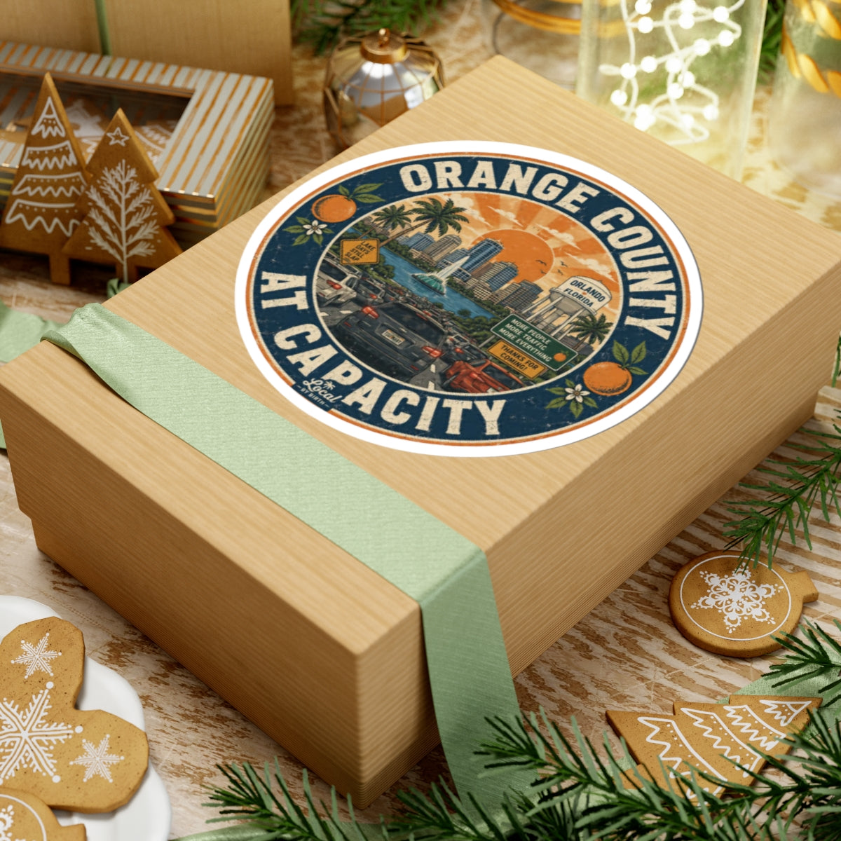 Orange County At Capacity Sticker — Retro Orlando Travel Decal